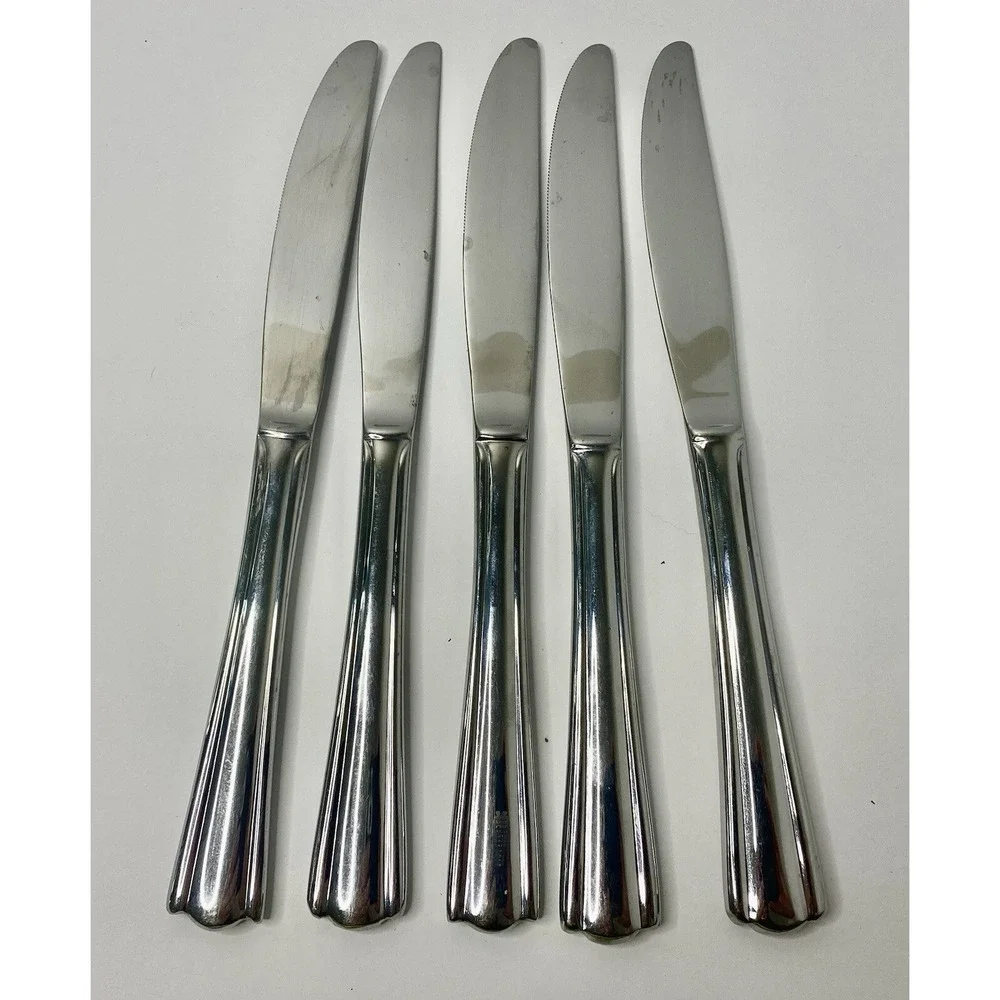 Hampton Silversmith 18/10 ELANA Stainless Dinner Knives Lot Of 5